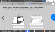 Illustrazione della schermata sul pannello di controllo