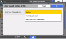 Illustrazione della schermata sul pannello di controllo