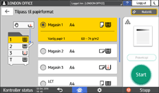 Illustrasjon av betjeningspanelet