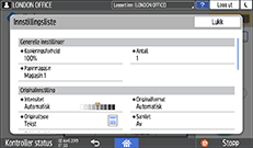 Illustrasjon av betjeningspanelet