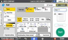 Illustrasjon av betjeningspanelet
