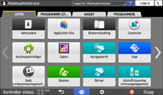 Illustrasjon av betjeningspanelet