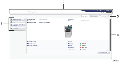 Schermafbeelding van internetbrowser (afbeelding met genummerde items)