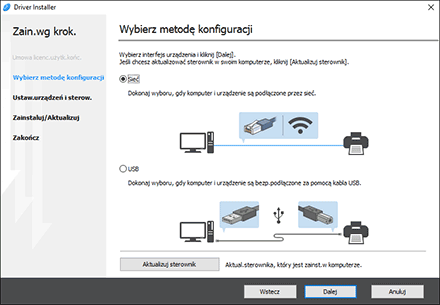 Ilustracja programu instalacyjnego sterownika