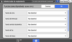 Ilustração do ecrã do painel de operação