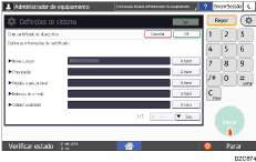 Ilustração do ecrã do painel de operação