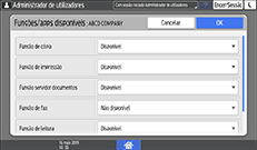 Ilustração do ecrã do painel de operação