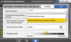 Ilustração do ecrã do painel de operação