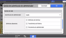 Ilustração do ecrã do painel de operação