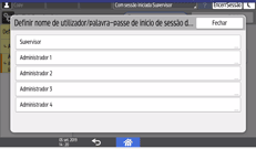 Ilustração do ecrã do painel de operação