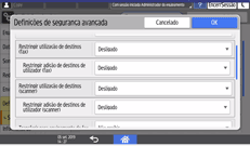 Ilustração do ecrã do painel de operação