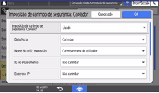 Ilustração do ecrã do painel de operação