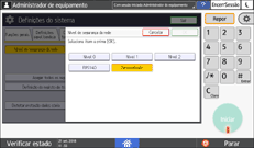 Ilustração do ecrã do painel de operação