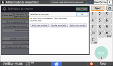 Ilustração do ecrã do painel de operação