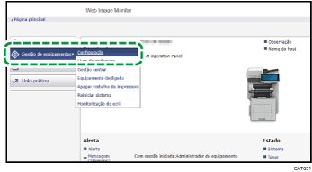 Ilustração do ecrã do web browser
