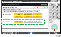 Ilustração do ecrã do painel de operação