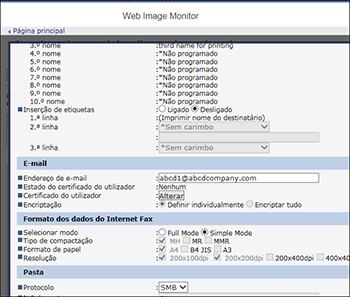 Ilustração do ecrã do web browser