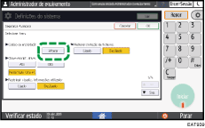 Ilustração do ecrã do painel de operação