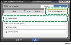 Ilustração do ecrã do painel de operação