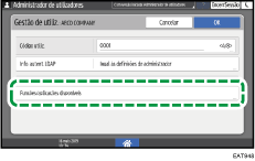 Ilustração do ecrã do painel de operação