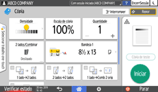 Ilustração do ecrã do painel de operação