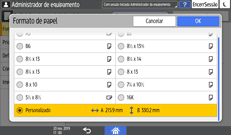 Ilustração do ecrã do painel de operação