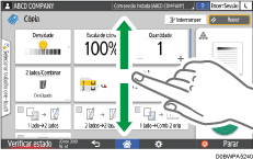 Ilustração do ecrã do painel de operação
