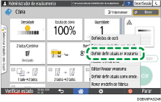 Ilustração do ecrã do painel de operação