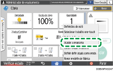 Ilustração do ecrã do painel de operação