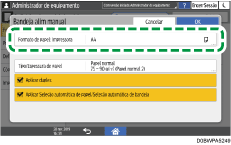 Ilustração do ecrã do painel de operação