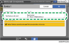 Ilustração do ecrã do painel de operação