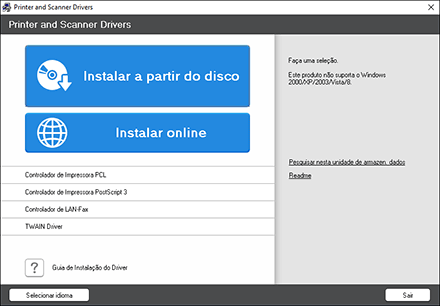 Ilustração do programa de instalação de drivers