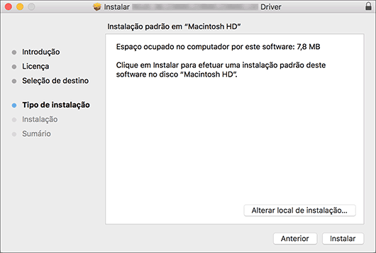 Ilustração do ecrã do driver