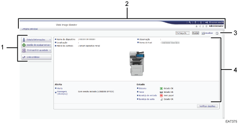 Ilustração com numeração do ecrã do Web browser
