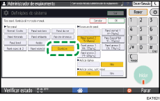 Ilustração do ecrã do painel de operação