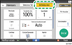 Ilustração do ecrã do painel de operação