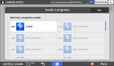 Ilustração do ecrã do painel de operação