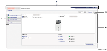 Nummereret illustration af webbrowser-skærm