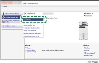 Webbrowser-Bildschirmdarstellung