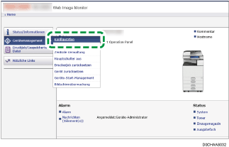 Webbrowser-Bildschirmdarstellung