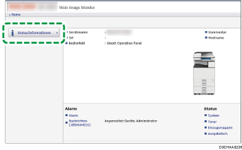 Webbrowser-Bildschirmdarstellung