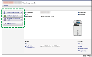 Webbrowser-Bildschirmdarstellung
