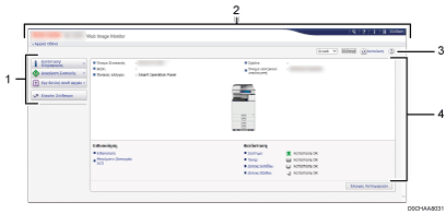 Απεικόνιση οθόνης προγράμματος περιήγησης με αριθμημένες επεξηγήσεις