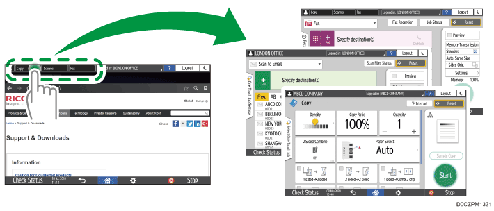 Operation panel screen illustration