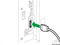 illustration of connecting the IEEE 1284 interface cable