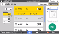 Ilustración de la pantalla del panel de mandos