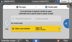 Ilustración de la pantalla del panel de mandos