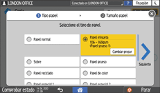 Ilustración de la pantalla del panel de mandos