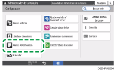 Ilustración de la pantalla del panel de mandos