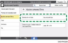 Ilustración de la pantalla del panel de mandos